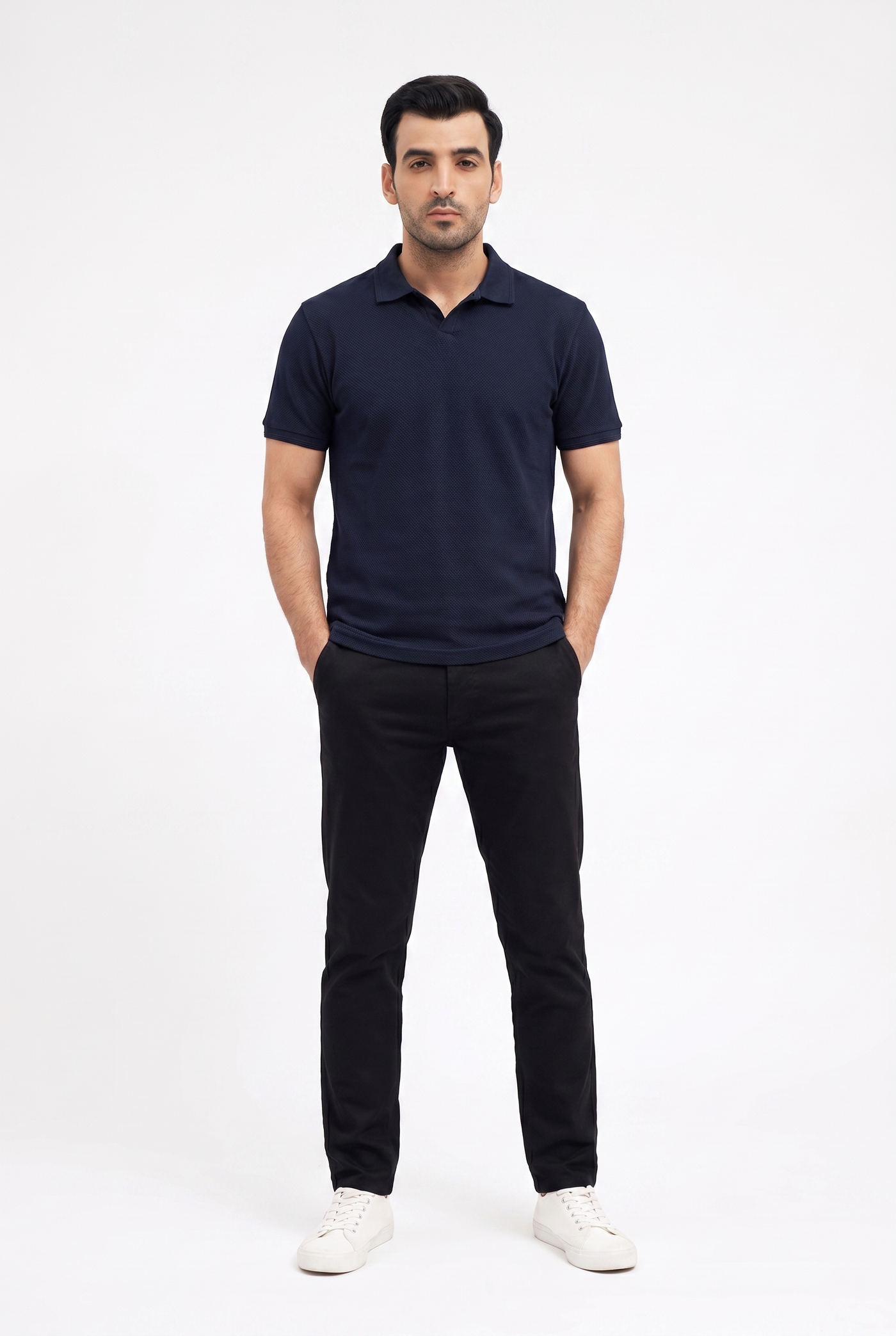 Considered fabric, premium hand-feel — Men's Regal Navy Knitted Polo