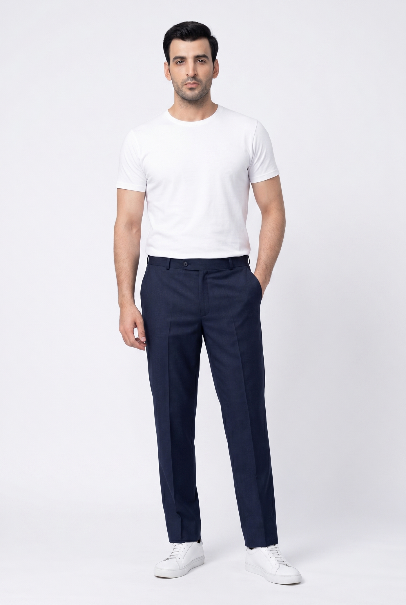 Considered fabric, premium hand-feel — Men's Navy Blue Formal Dress Pants