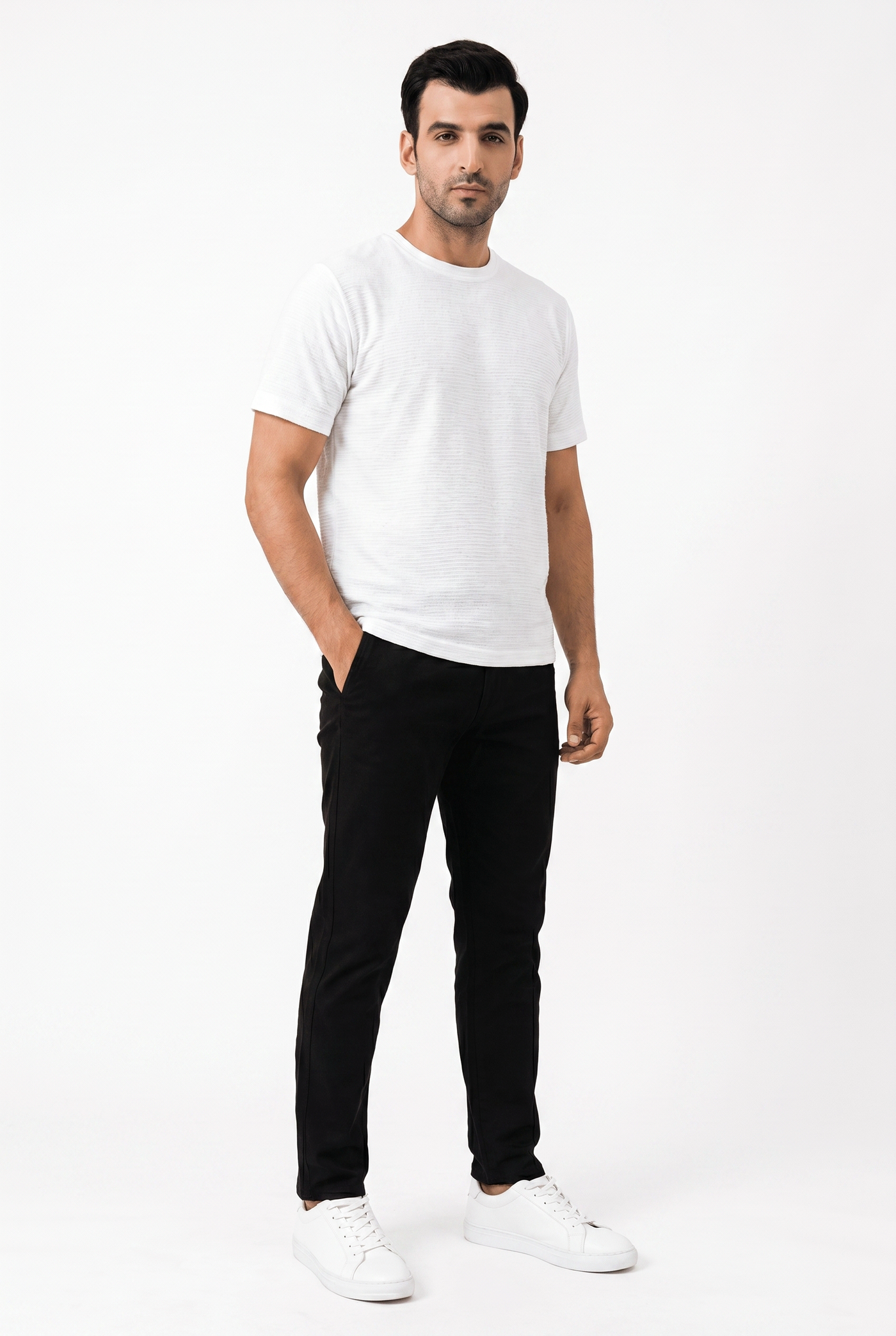 Built to hold its line — Men's White Knitted Tee