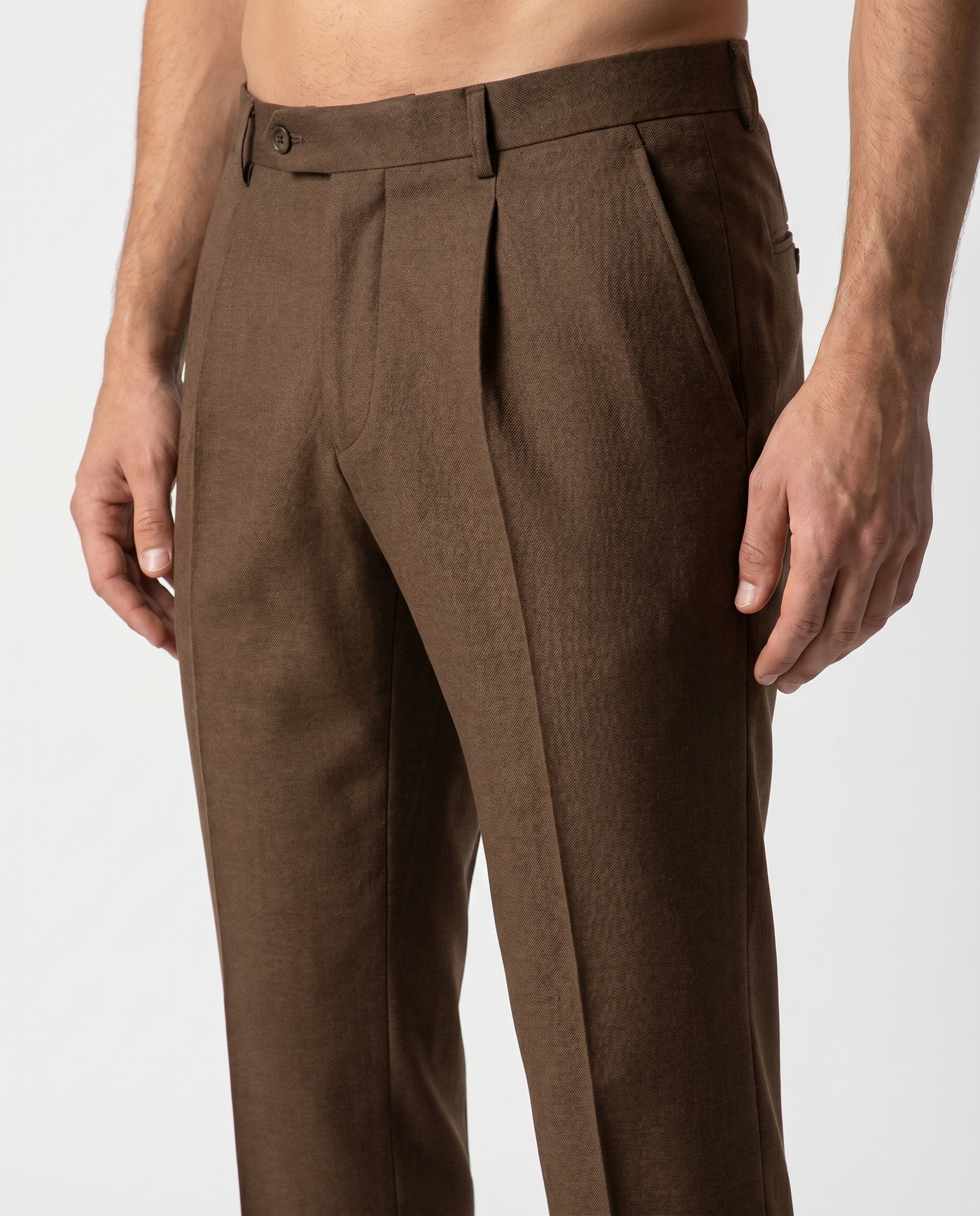Built to hold its line — Men's Brown Pleated Trousers