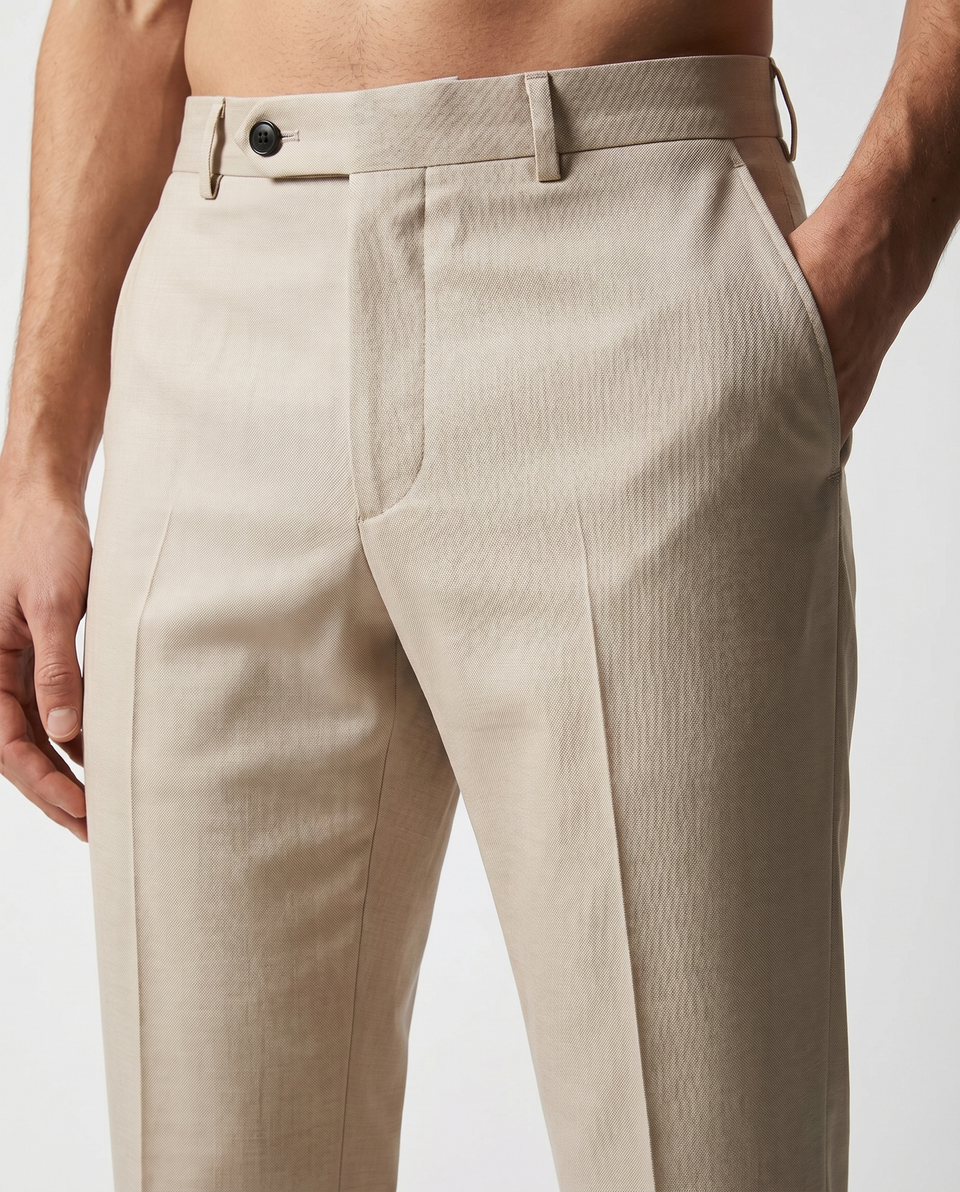 Built to hold its line — Men's Creamy Formal Dress Pants