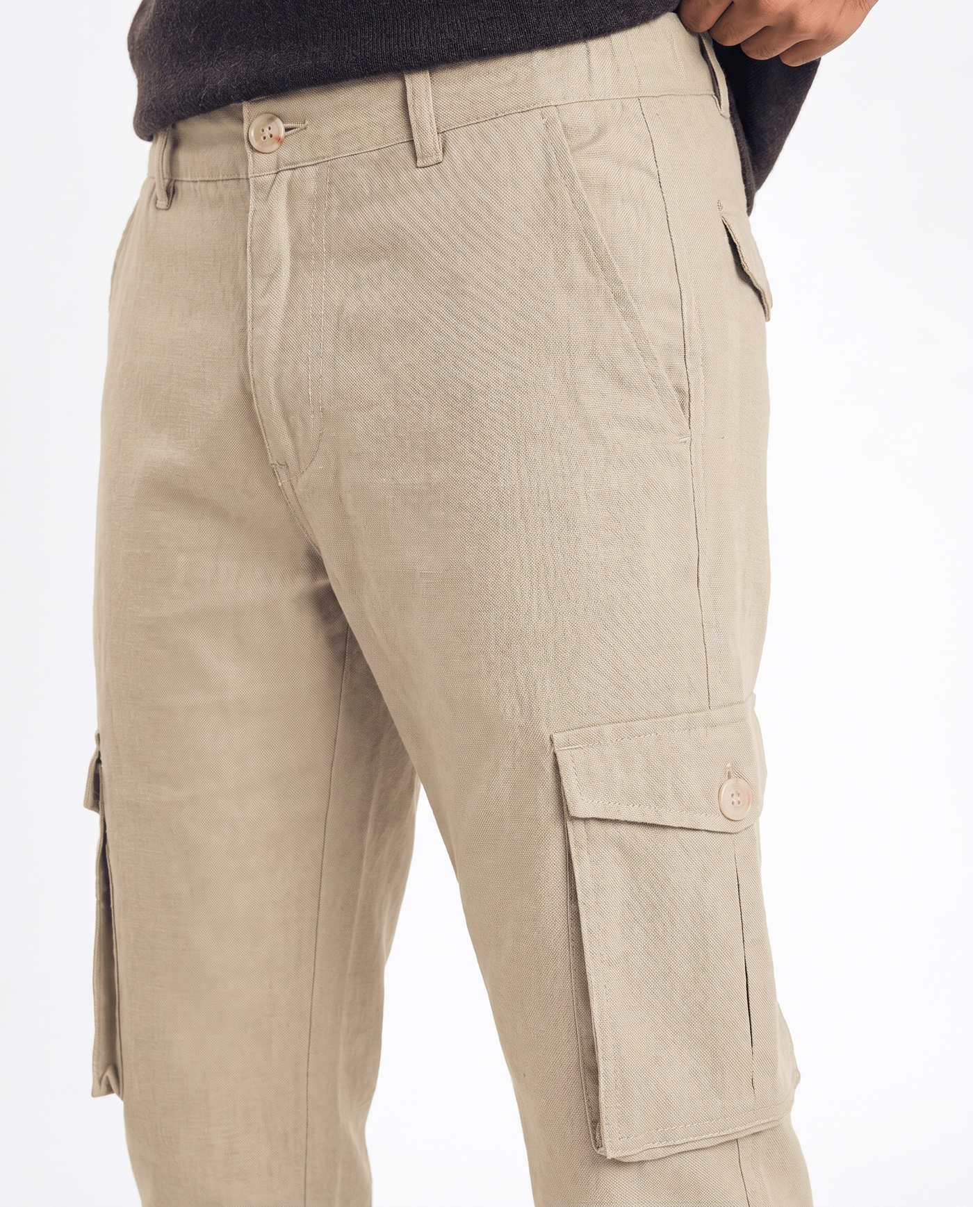 Built to hold its line — Men's Creamy Cargo Trousers