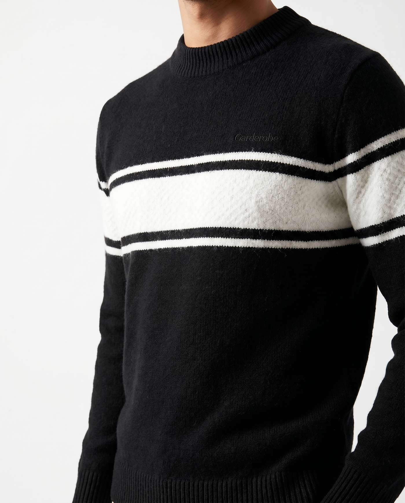 Built to hold its line — Men's Black Line Stripped Wool Sweater
