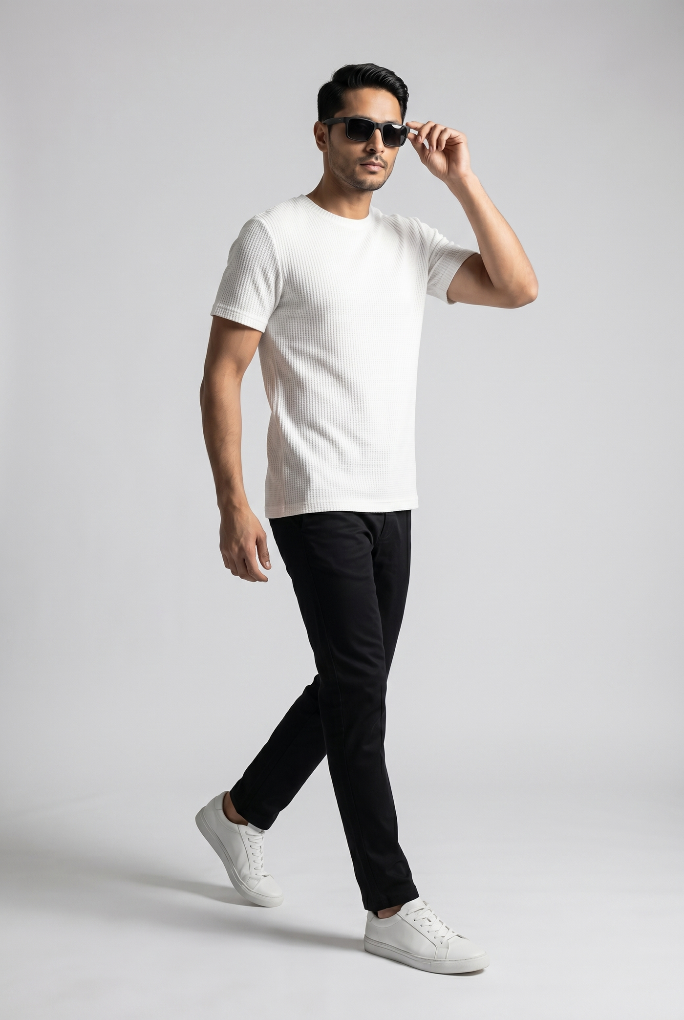 Considered fabric, premium hand-feel — Men's Creamy Waffle-Knit Tee