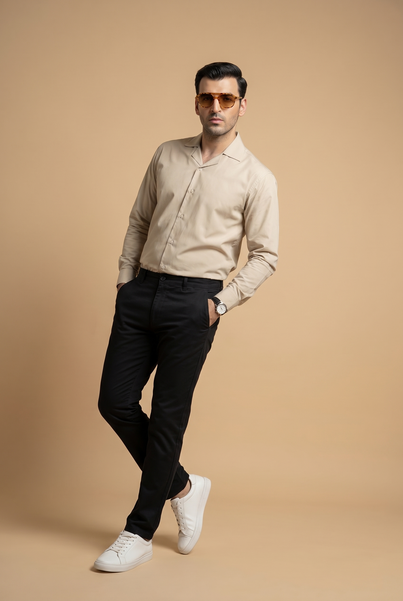 Cut tailored, not tight — Men's Skin Cuban-Collar Shirt