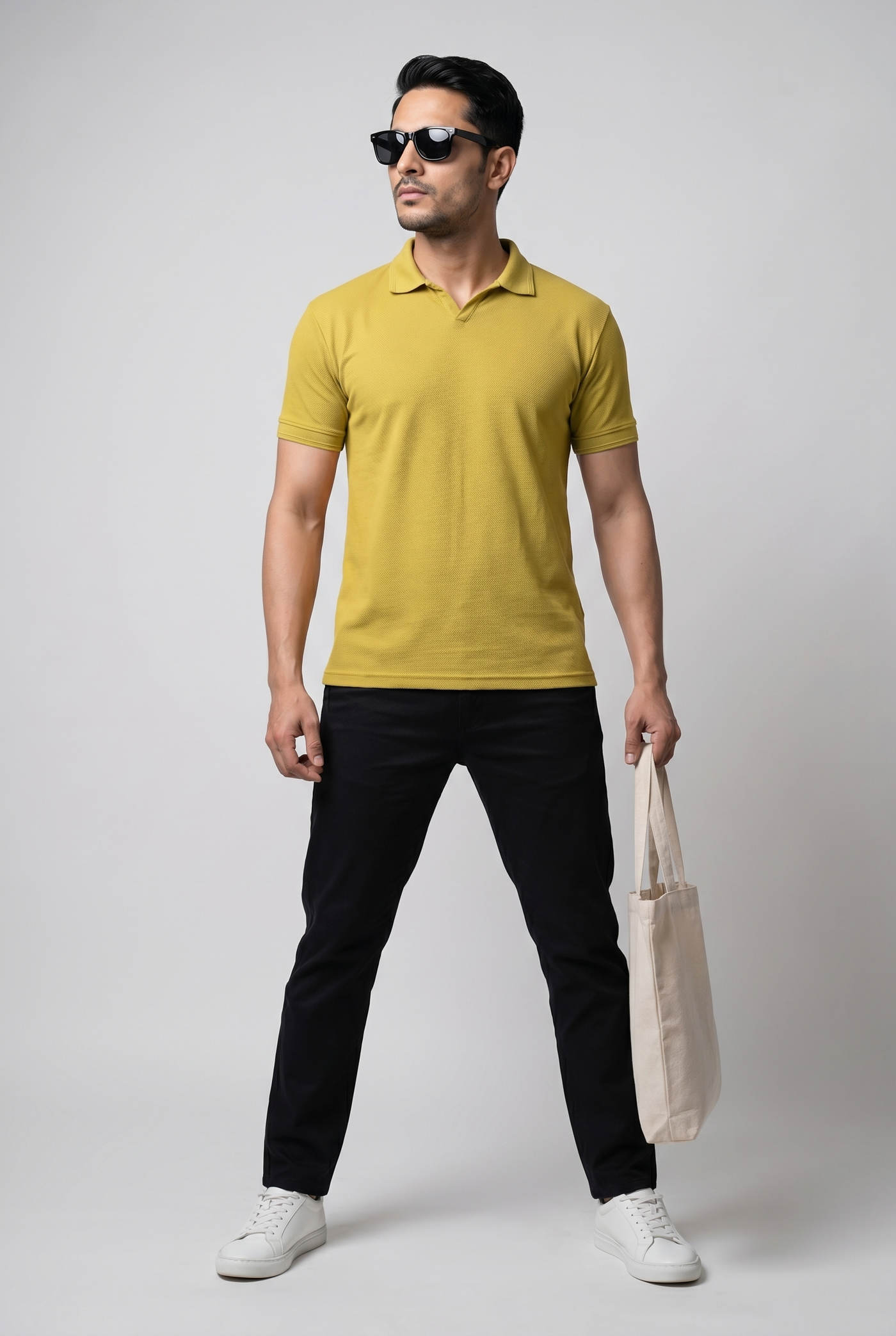 From the office to the evening — Men's Mustard Popcorn Polo
