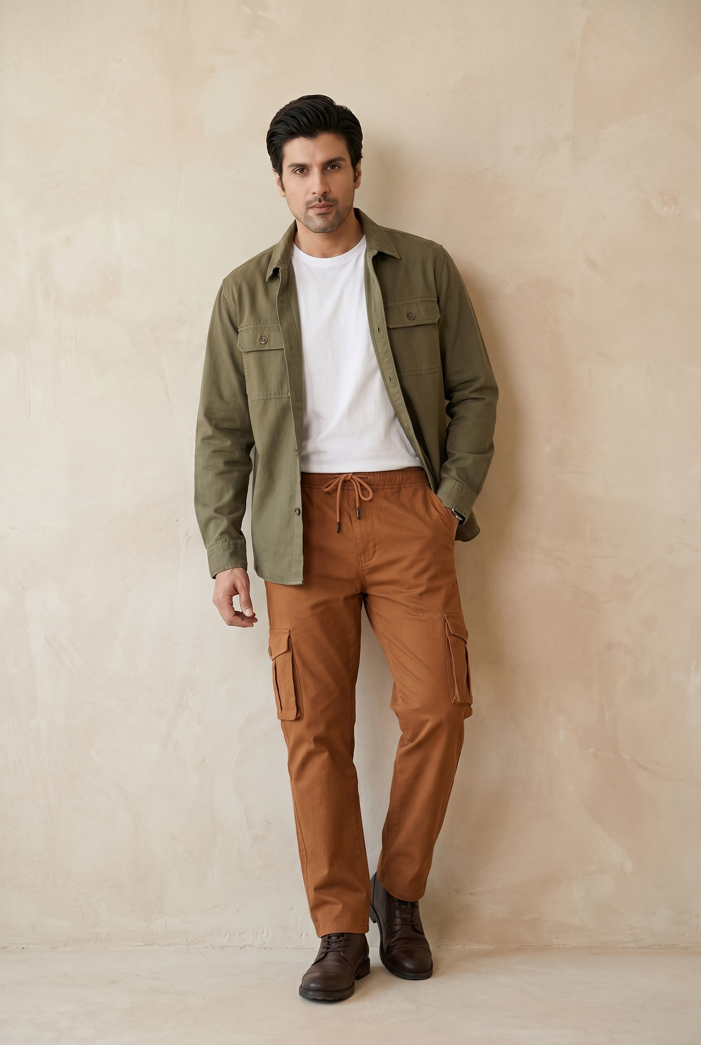 Cut tailored, not tight — Men's Brown Cargo Trousers