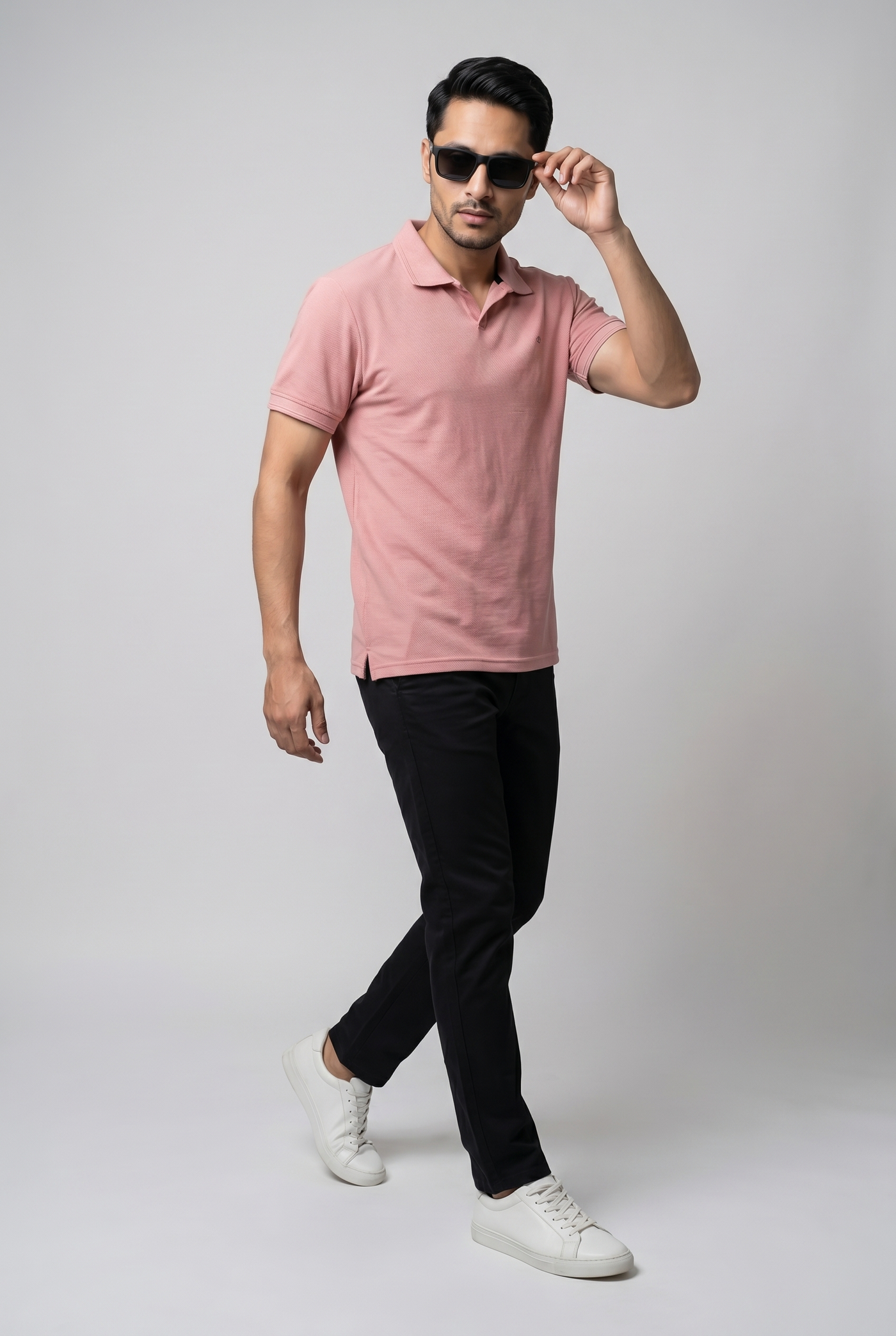 Considered fabric, premium hand-feel — Men's Peach Popcorn Polo
