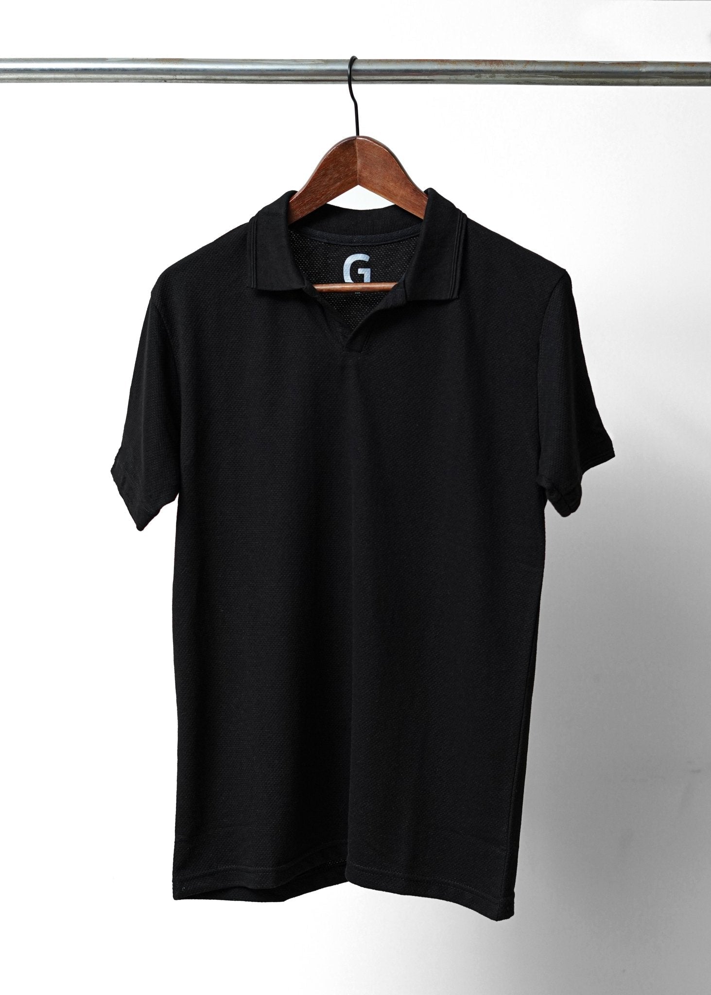 Black Polo Shirt - Garderobe Clothing USA
