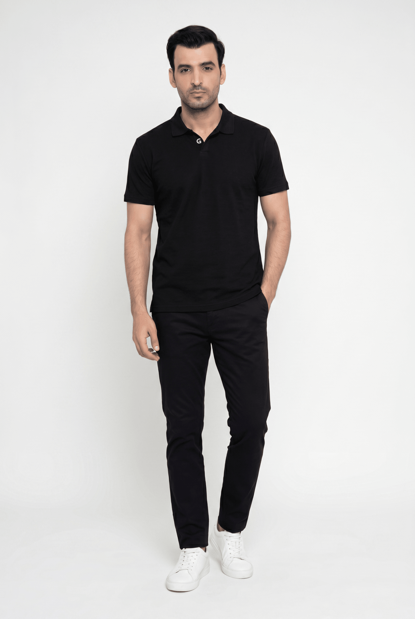 Considered fabric, premium hand-feel — Black Polo Shirt