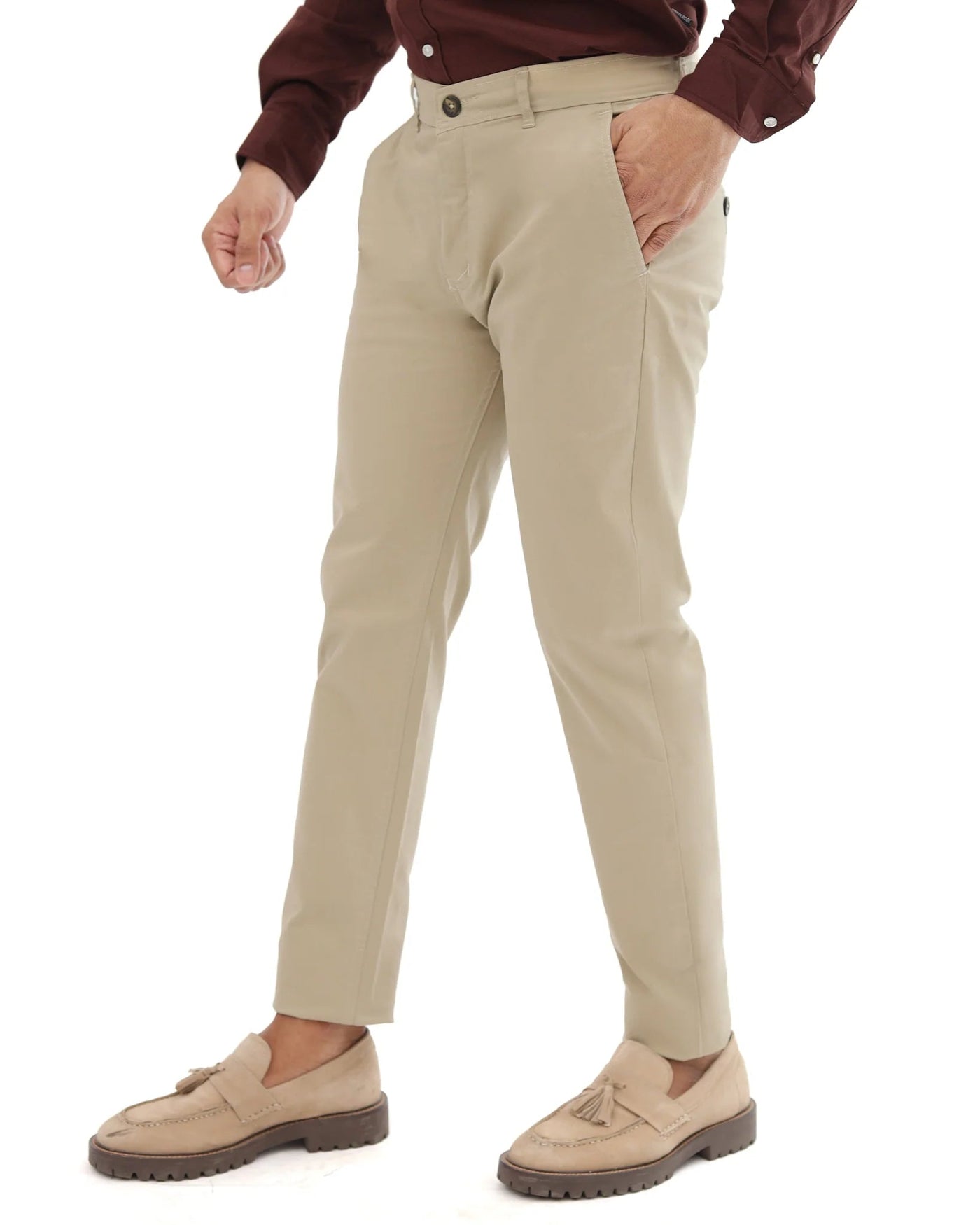 Cut tailored, not tight — Creamy Camelwood cotton pant