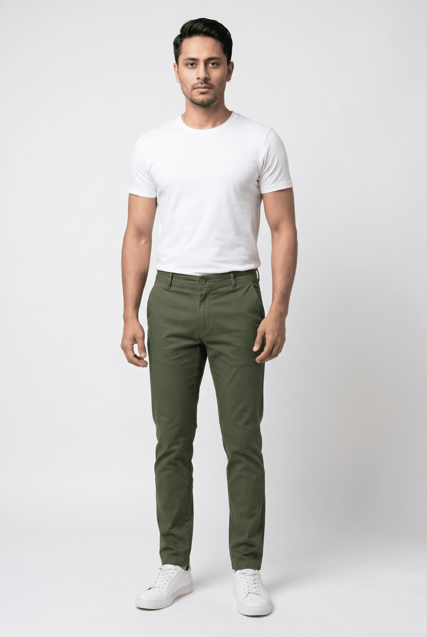 Dark Olive Green Cotton Chinos | Garderobe – Garderobe Clothing USA