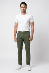 Dark Olive Green Cotton Pant - Garderobe Clothing USADGO-001