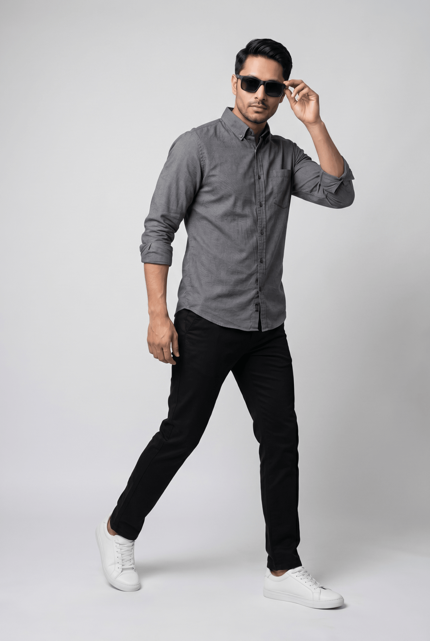 From the office to the evening — Gray Casual Shirt