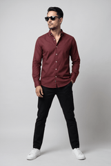 Maroon Casual Shirt - Garderobe Clothing USAMCS-001