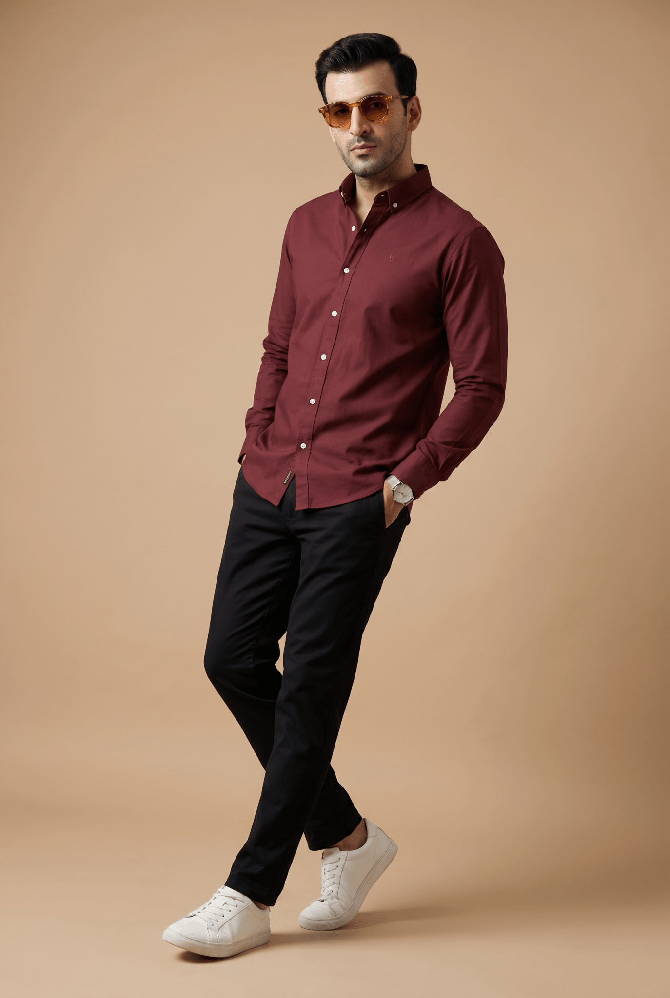 Maroon Casual Shirt - Garderobe Clothing USAMCS-001