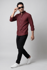 Maroon Casual Shirt - Garderobe Clothing USAMCS-001