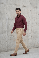 Maroon Casual Shirt - Garderobe Clothing USAMCS-001