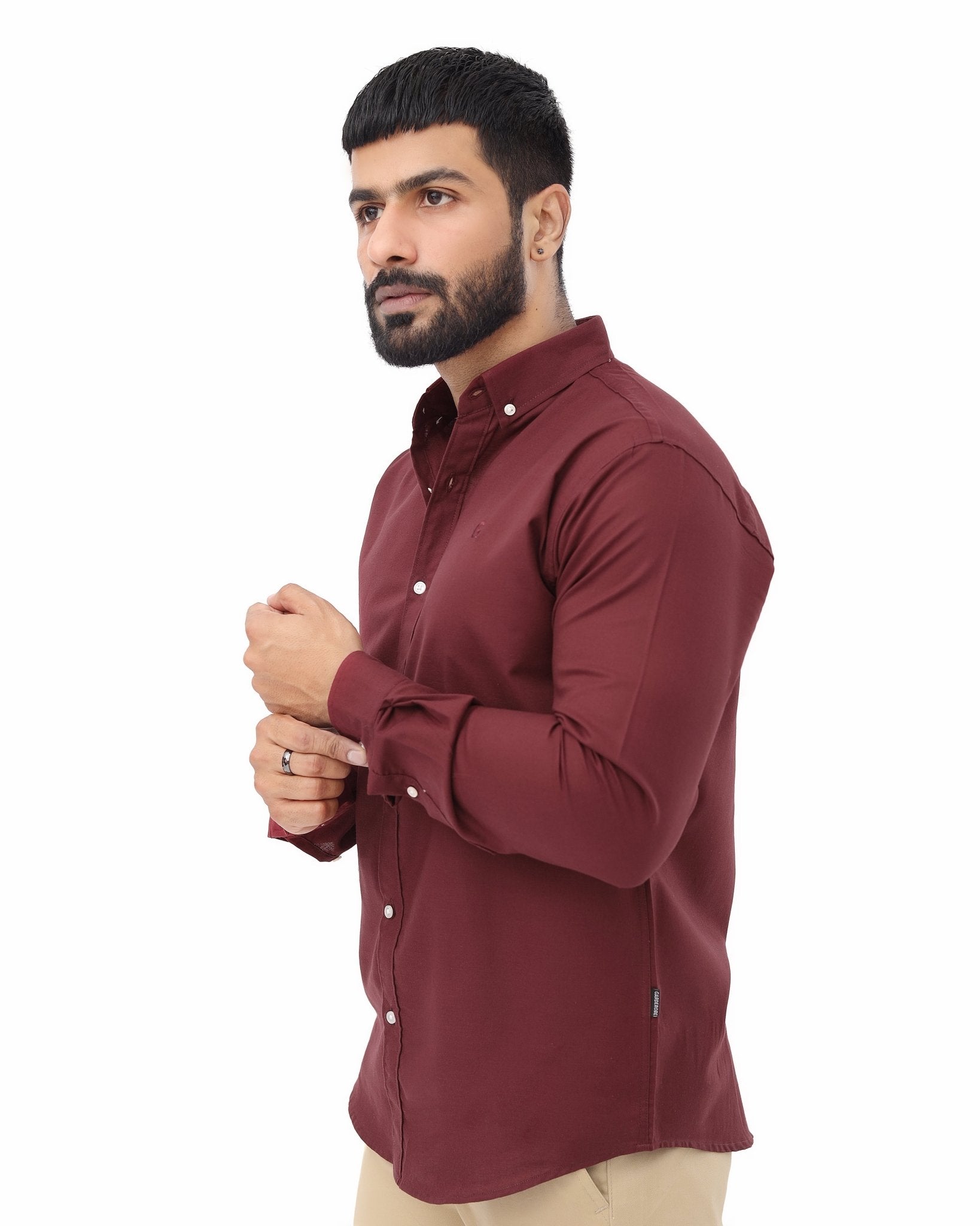 Maroon Casual Shirt - Garderobe Clothing USAMCS - 001