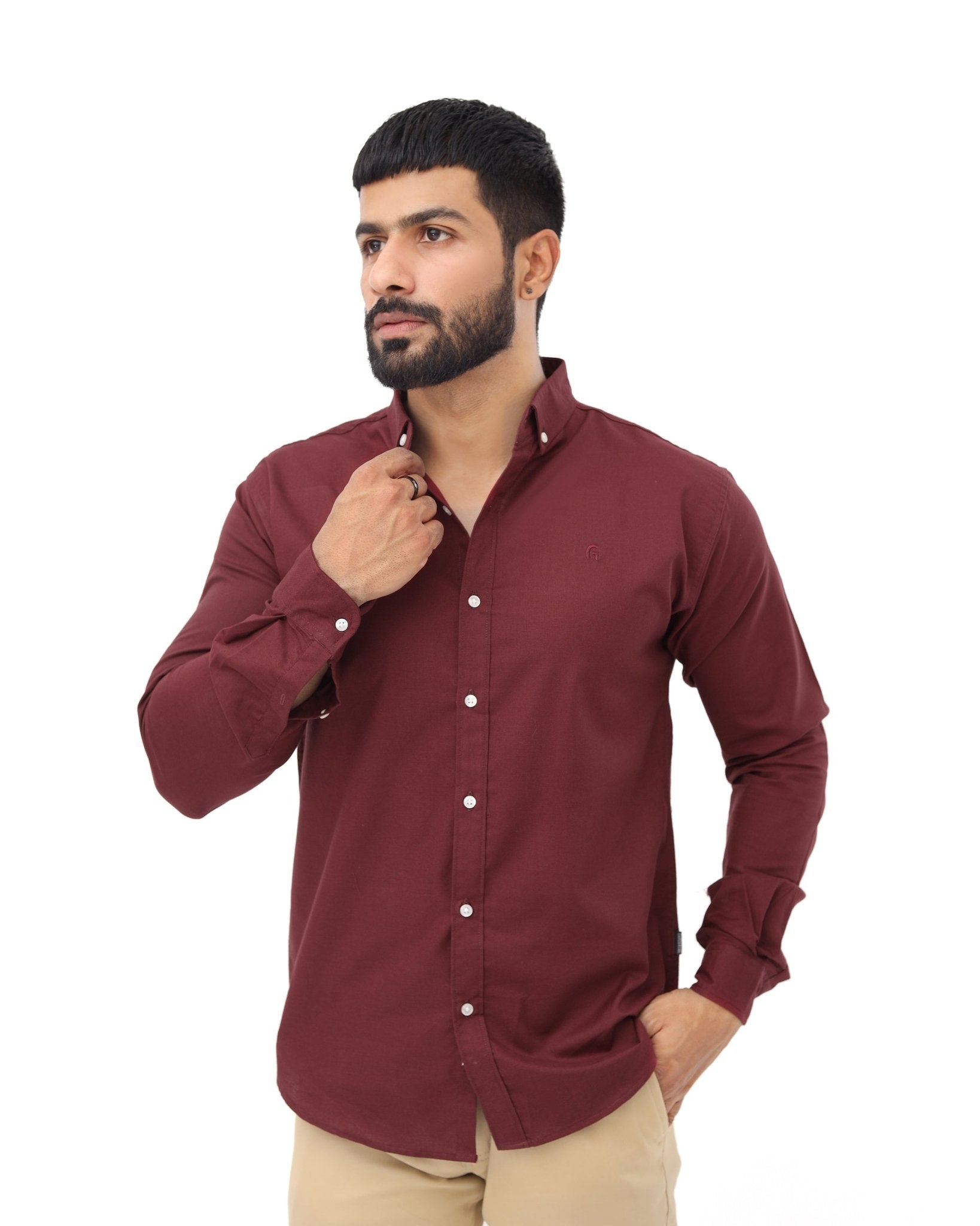 Maroon Casual Shirt - Garderobe Clothing USAMCS-001