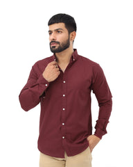 Maroon Casual Shirt - Garderobe Clothing USAMCS-001