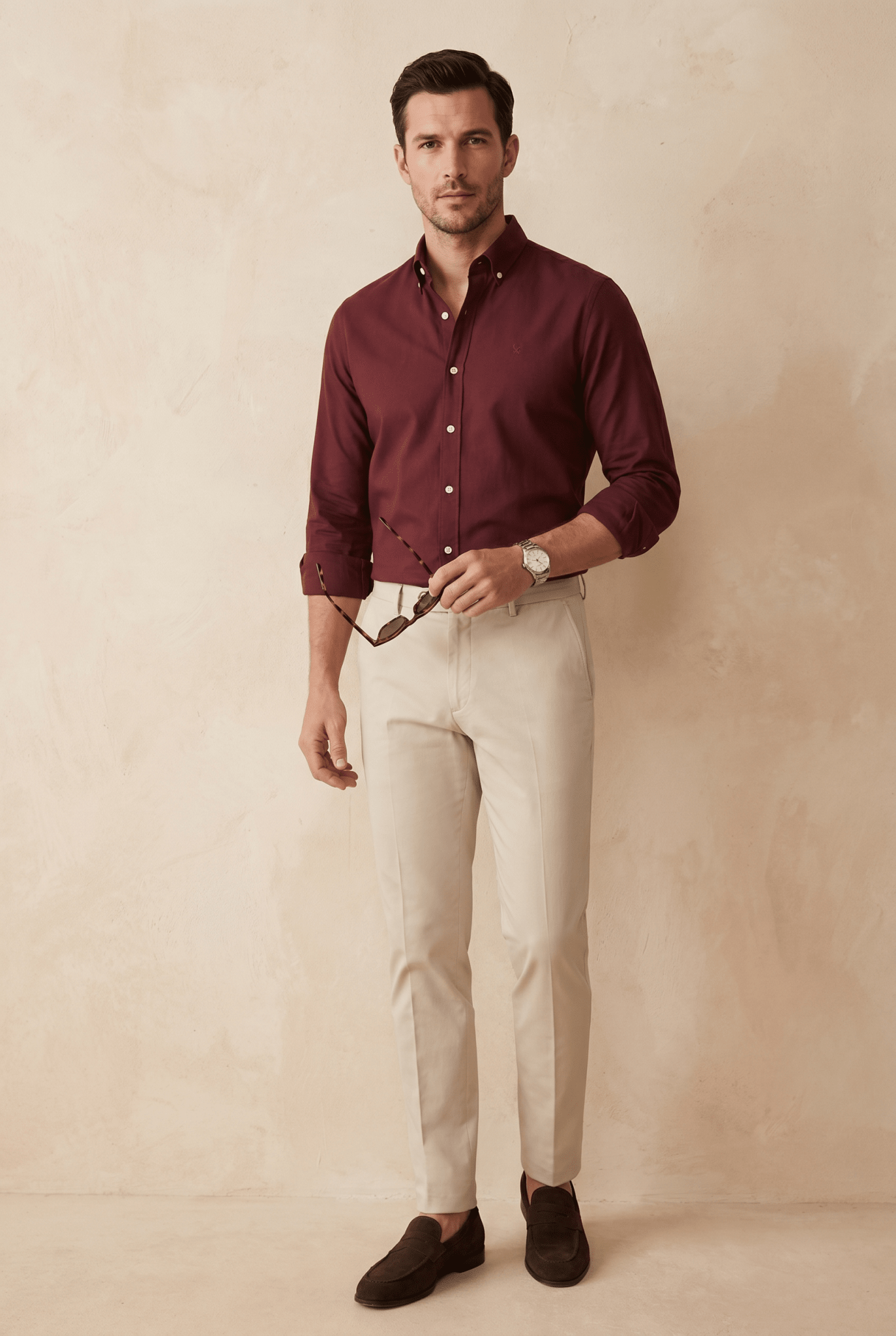 Maroon Casual Shirt - Garderobe Clothing USAMCS-001