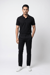 Men's Black Popcorn Polo - Garderobe Clothing USAGRB-POP-BLK-S