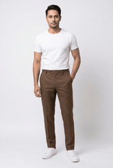 Men's Brown Pleated Trousers - Garderobe Clothing USAGRB-PLT-BRO-W30