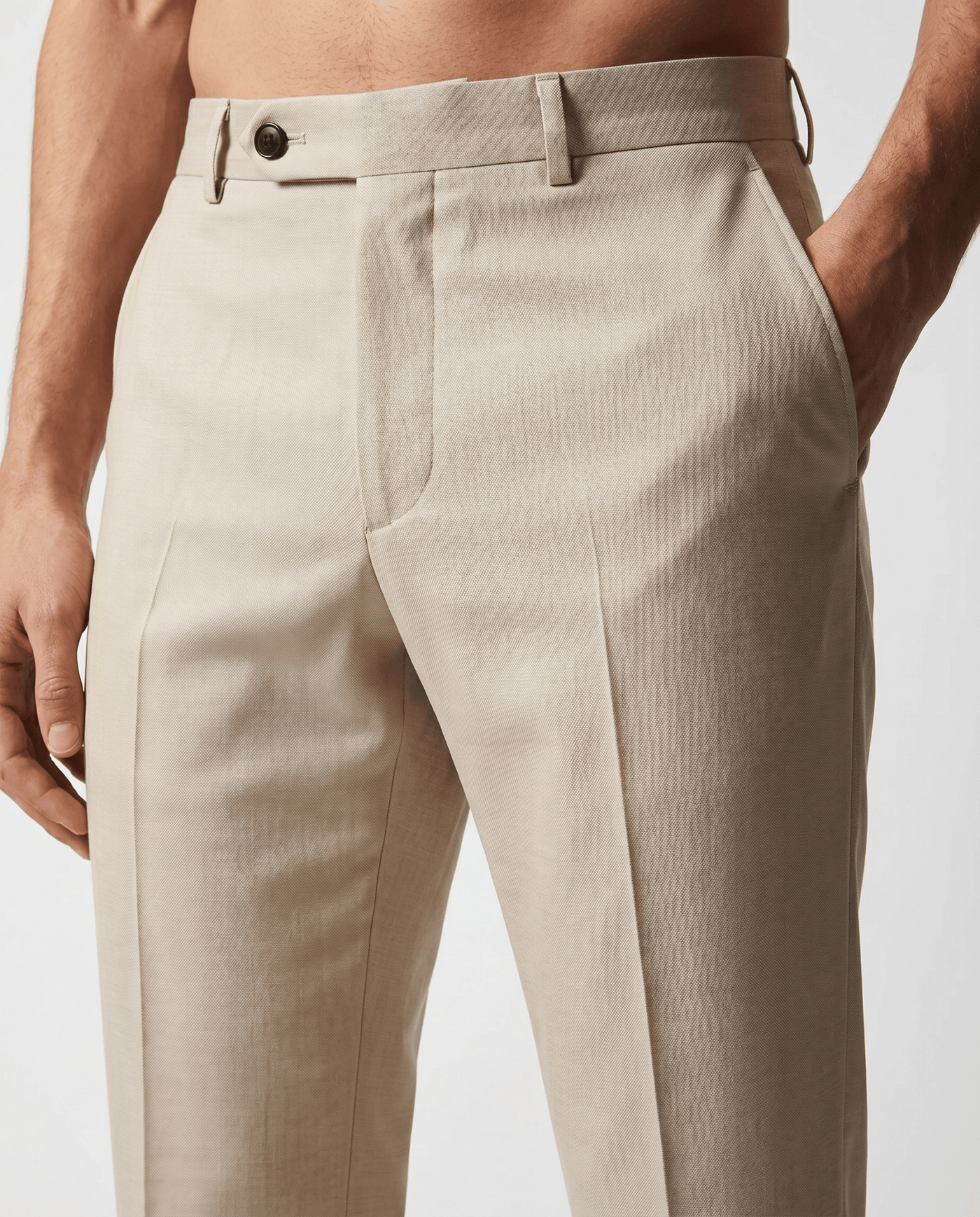 Built to hold its line — Men's Creamy Formal Dress Pants