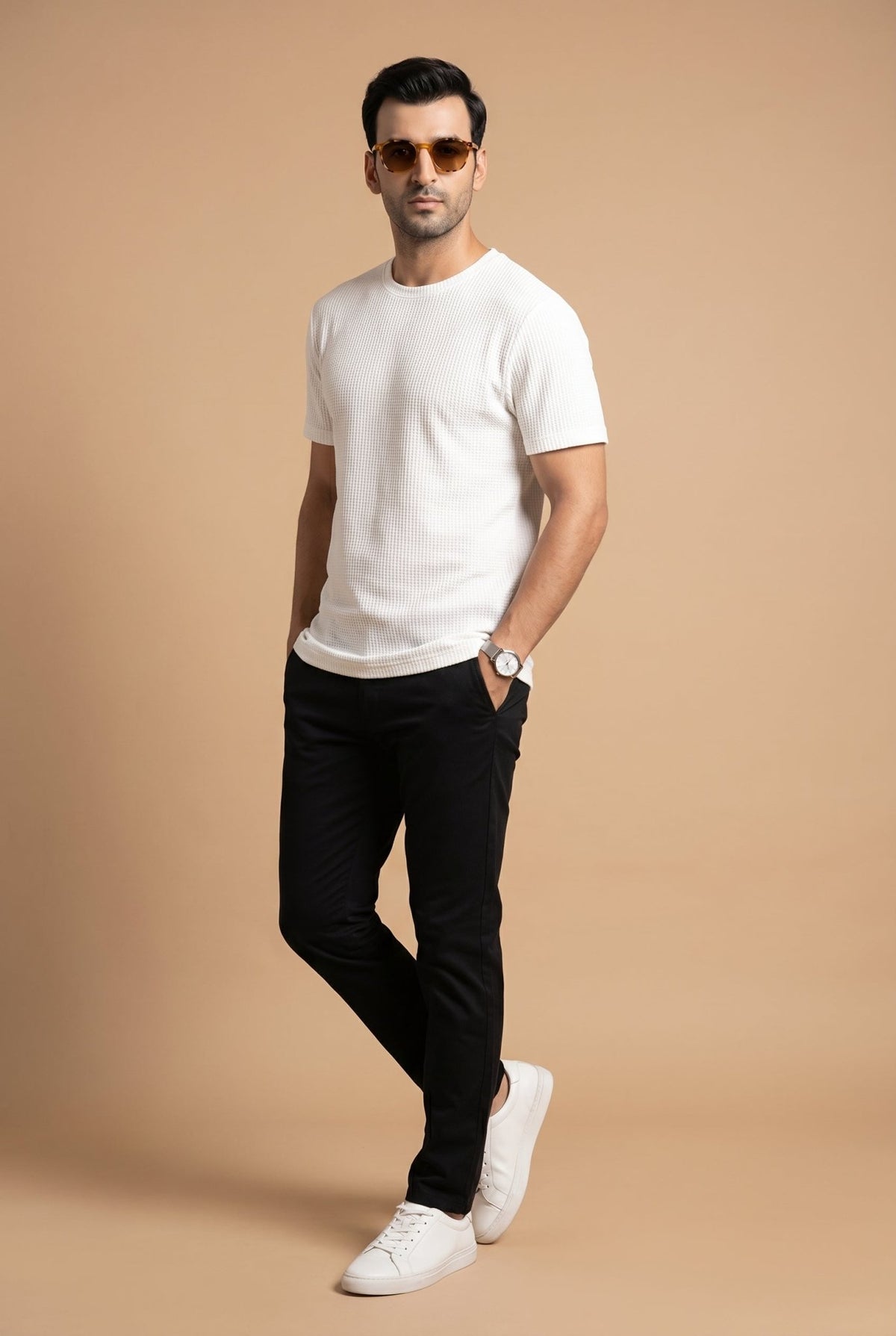 Cut tailored, not tight — Men's Creamy Waffle-Knit Tee