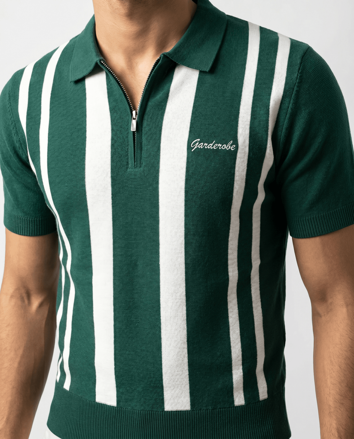 Built to hold its line — Men's Green Panel Popcorn Polo