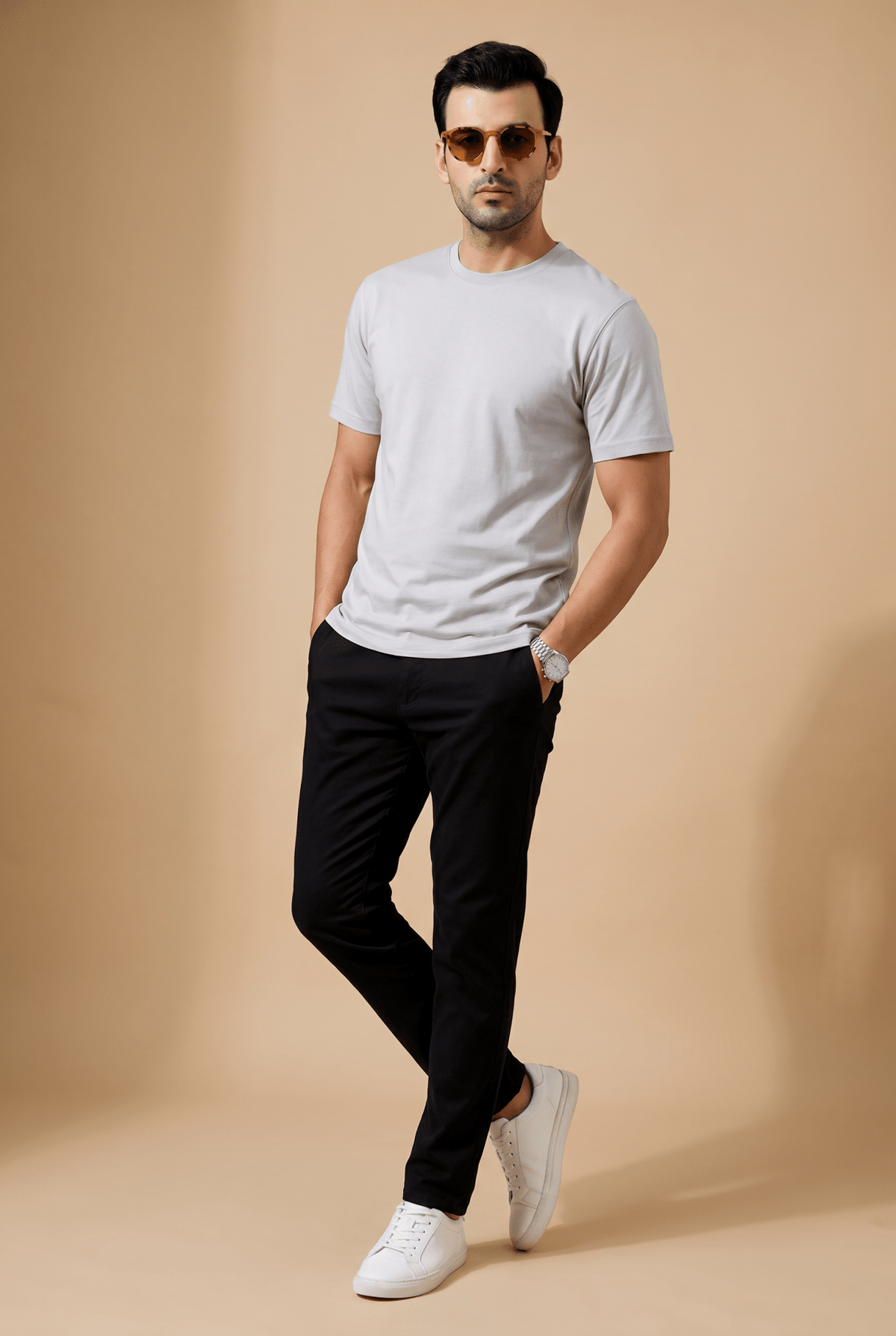 Cut tailored, not tight — Men's Grey Light Tee
