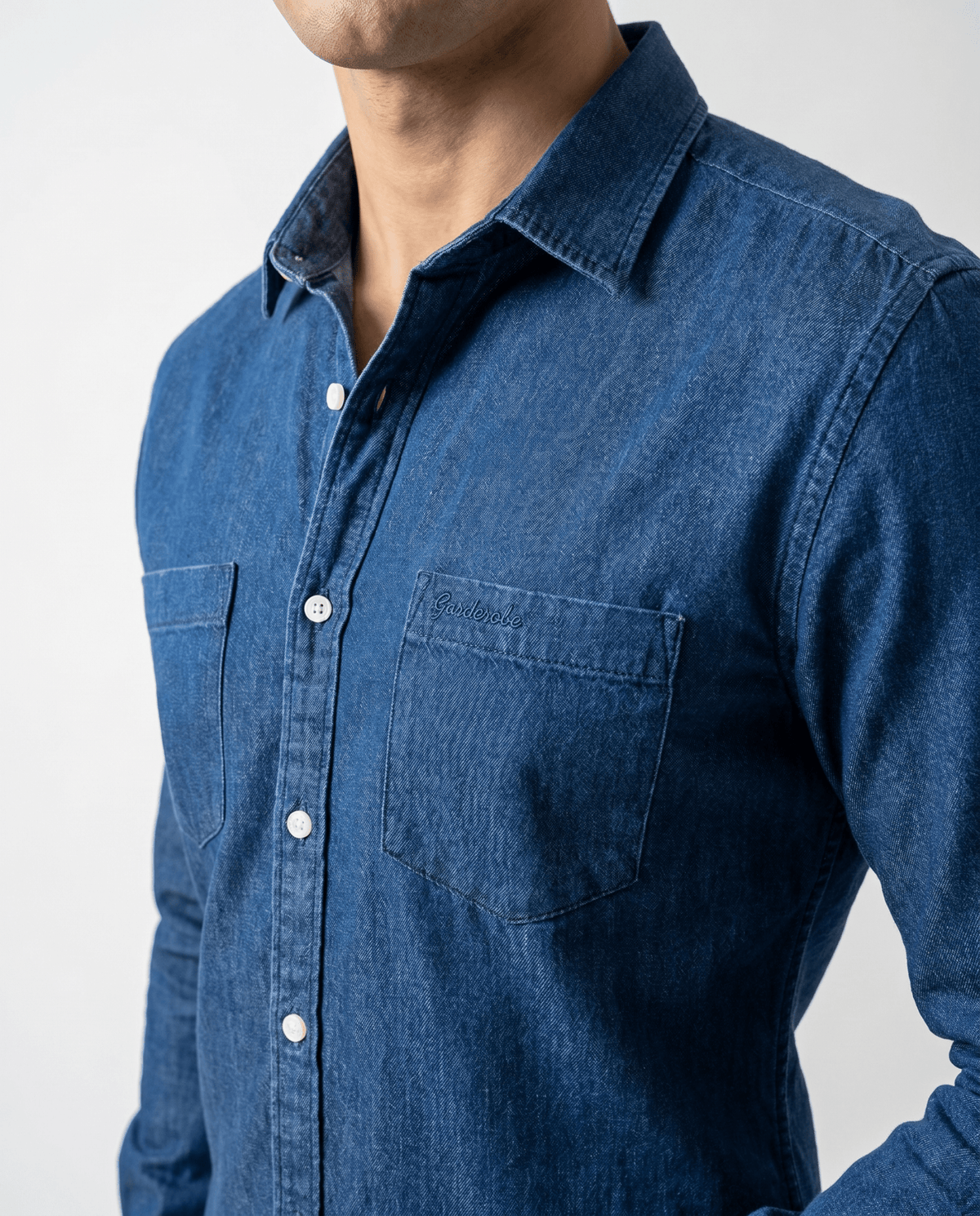 Built to hold its line — Men's Light Blue Denim Shirt