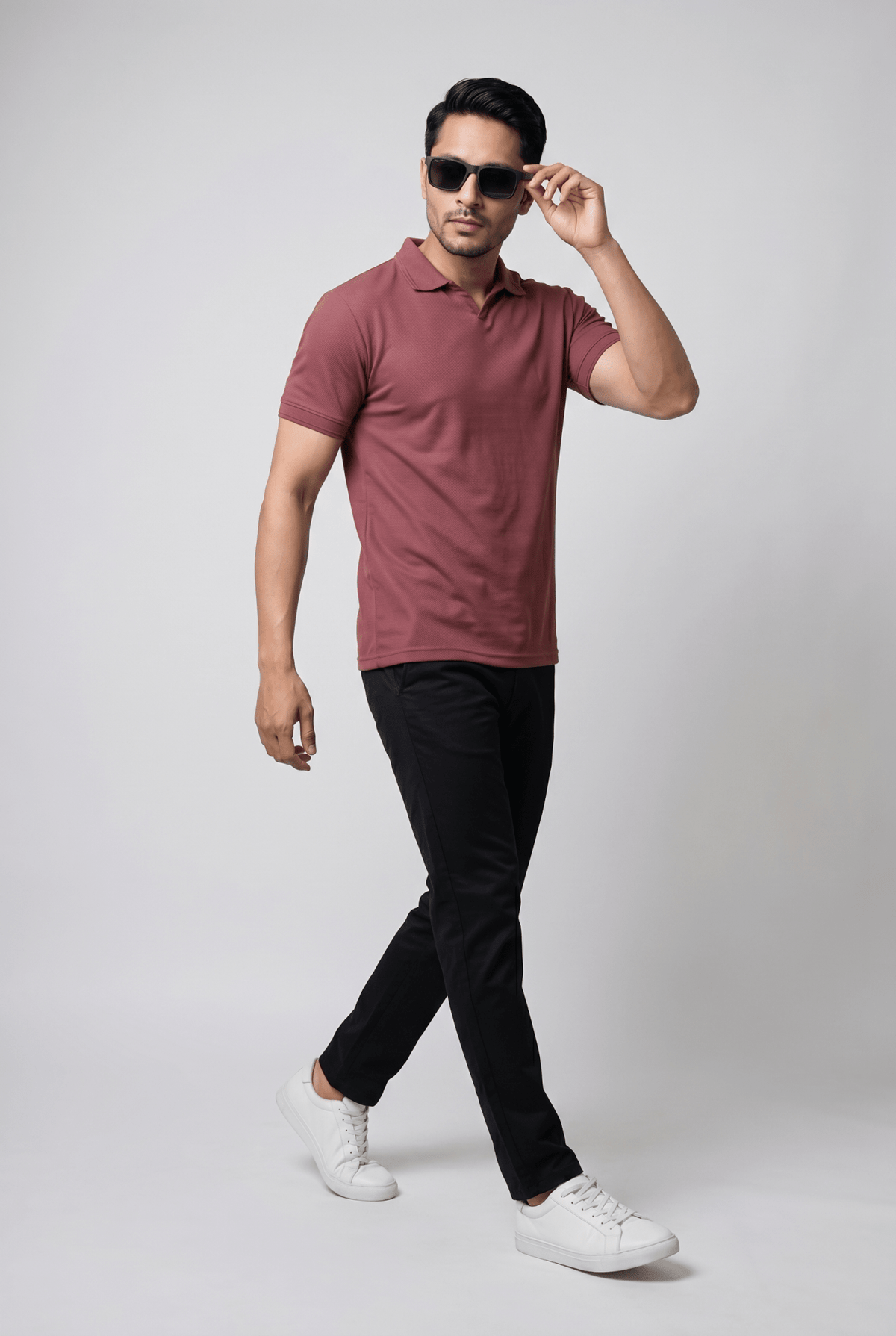 Considered fabric, premium hand-feel — Men's Maroon Popcorn Polo