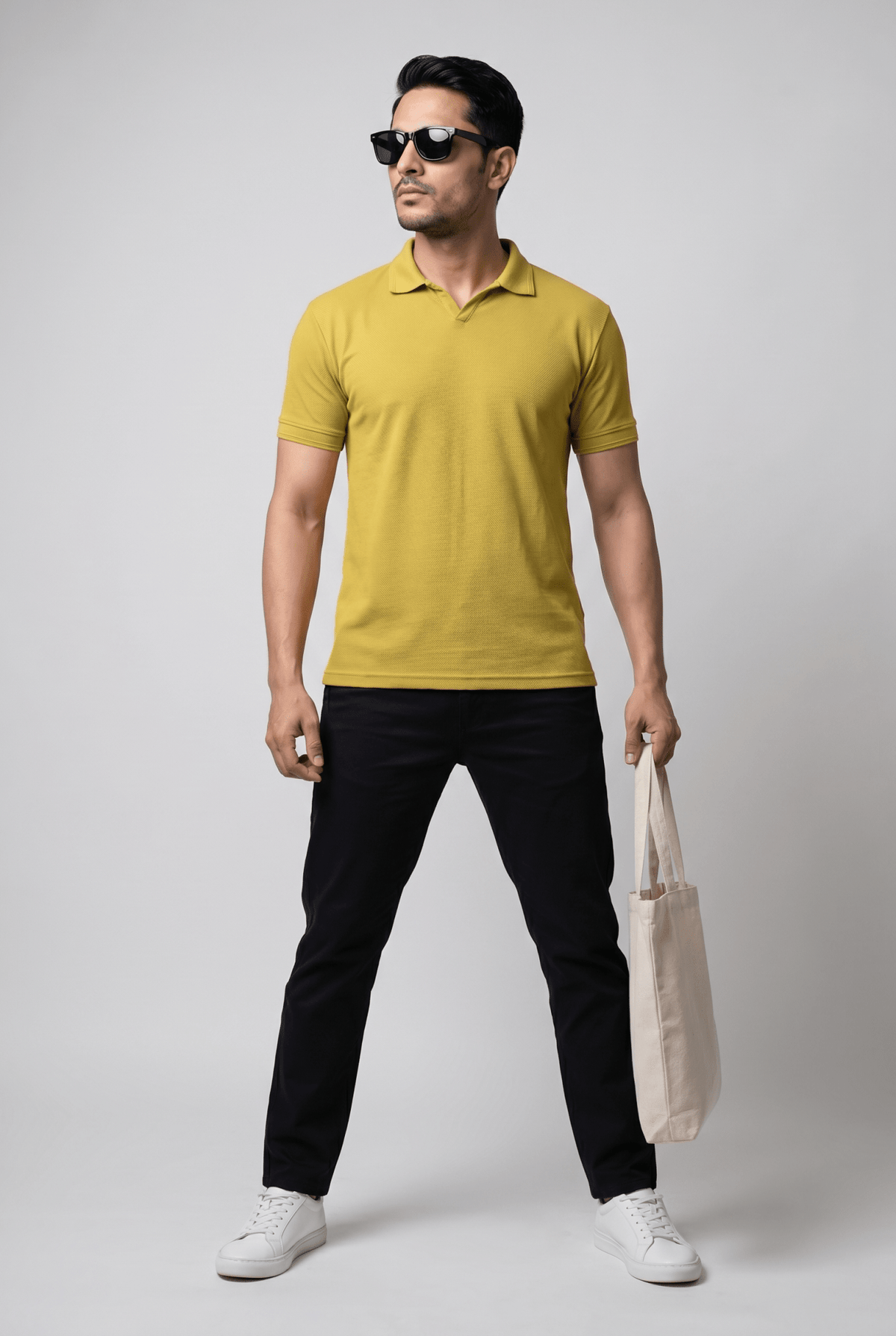 From the office to the evening — Men's Mustard Popcorn Polo