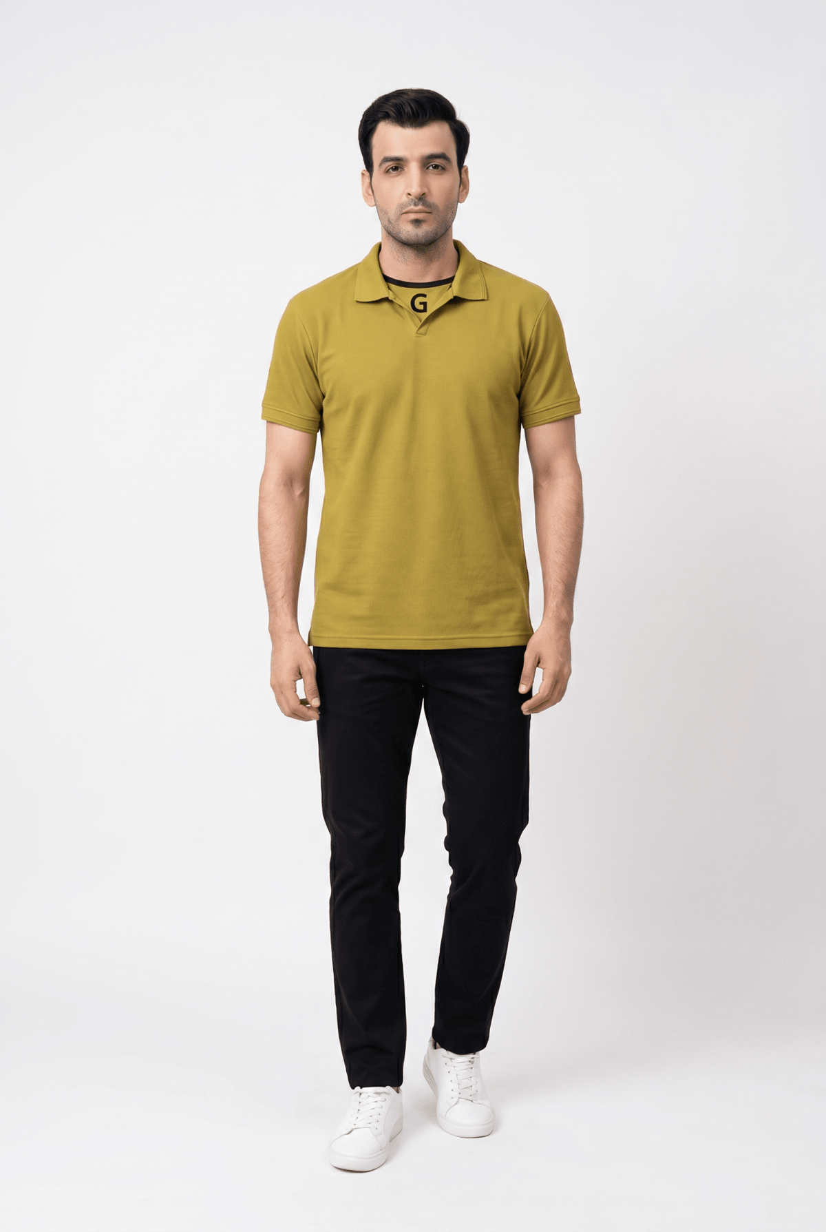 Built to hold its line — Men's Mustard Popcorn Polo
