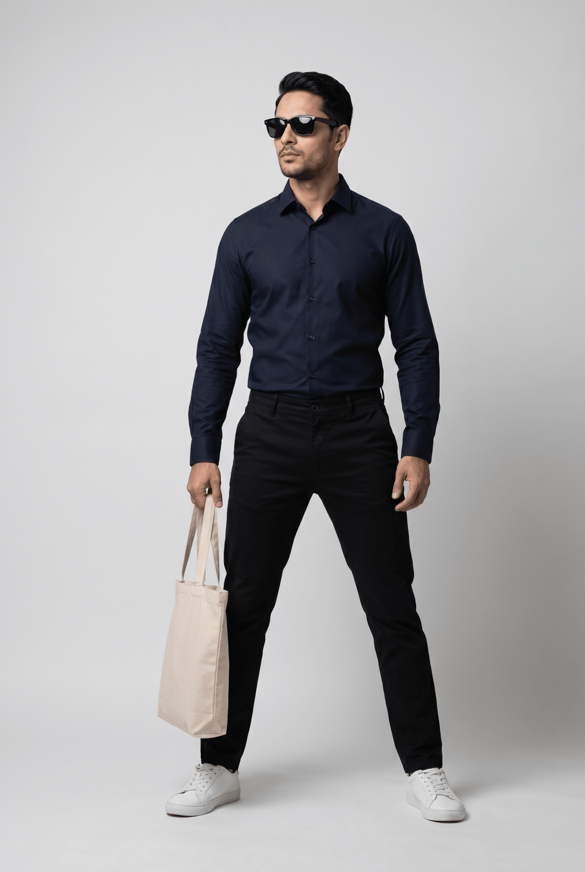 From the office to the evening — Men's Navy Blue Formal Shirt – Executive Series