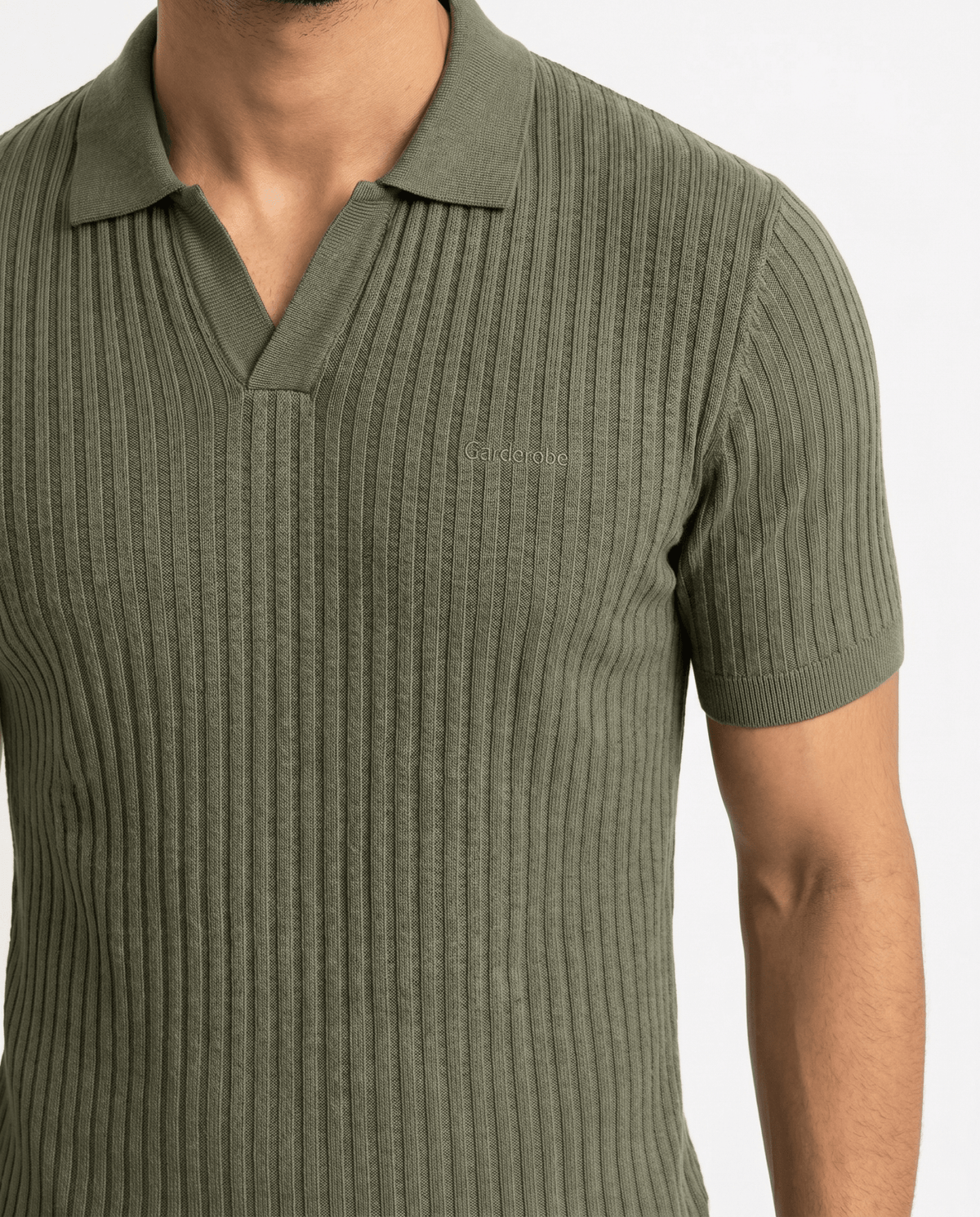 Built to hold its line — Men's Olive Mist Knitted Polo