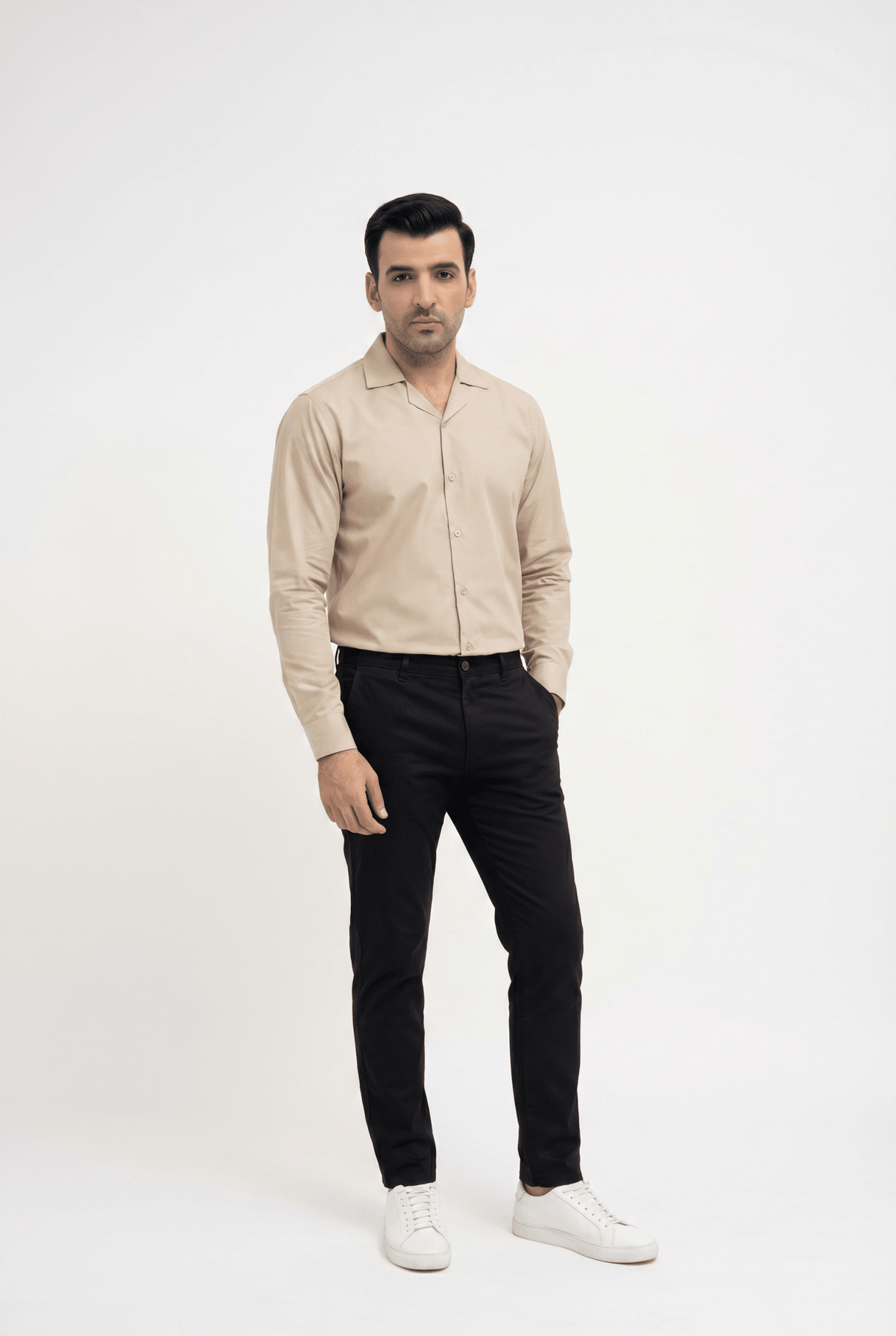 Built to hold its line — Men's Skin Cuban-Collar Shirt
