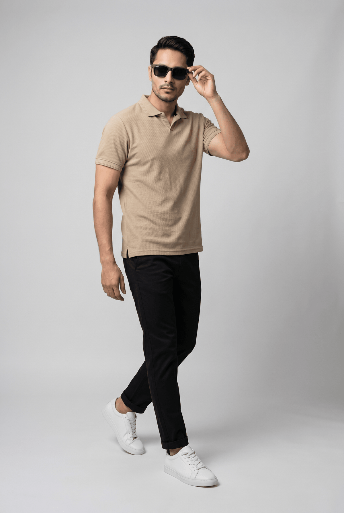 Considered fabric, premium hand-feel — Men's Skin Popcorn Polo