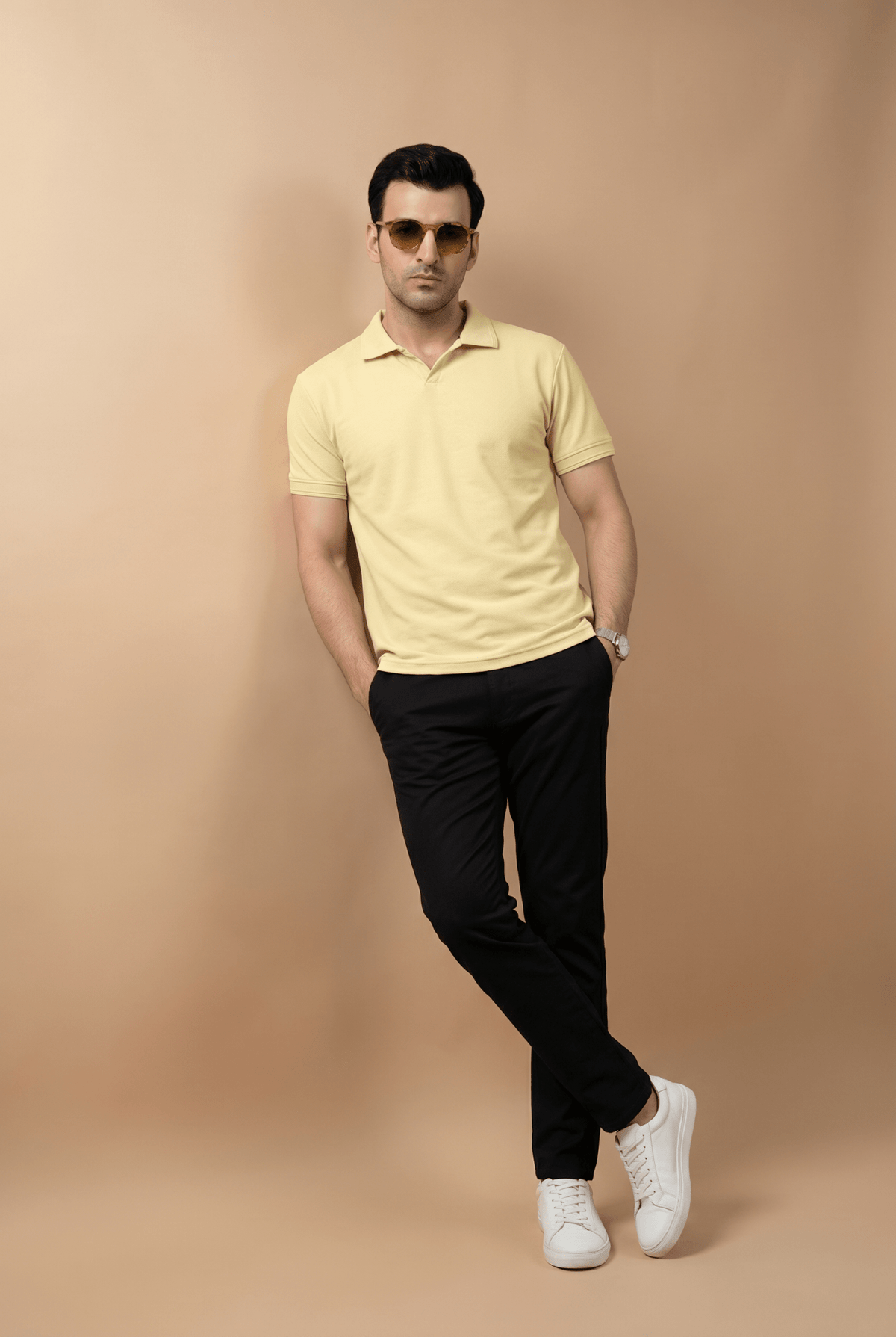 Cut tailored, not tight — Men's Yellow Popcorn Polo
