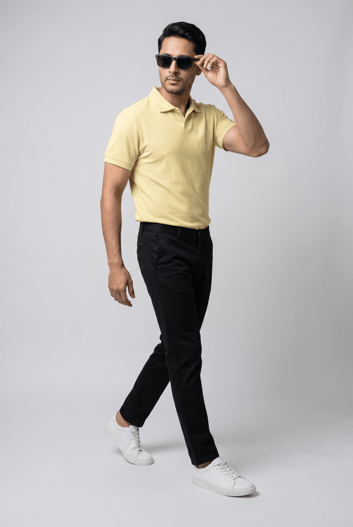 Considered fabric, premium hand-feel — Men's Yellow Popcorn Polo
