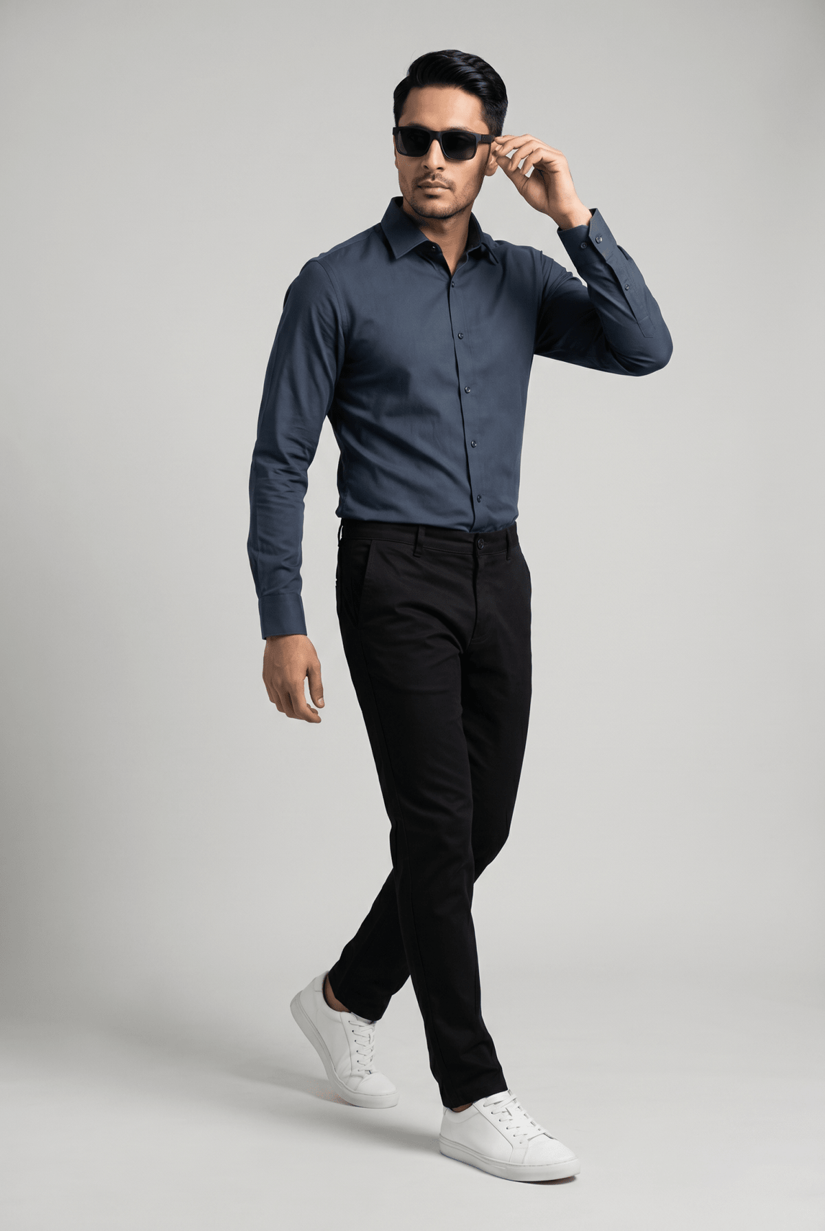 Considered fabric, premium hand-feel — Men's Zinc Blue Formal Shirt – Executive Series