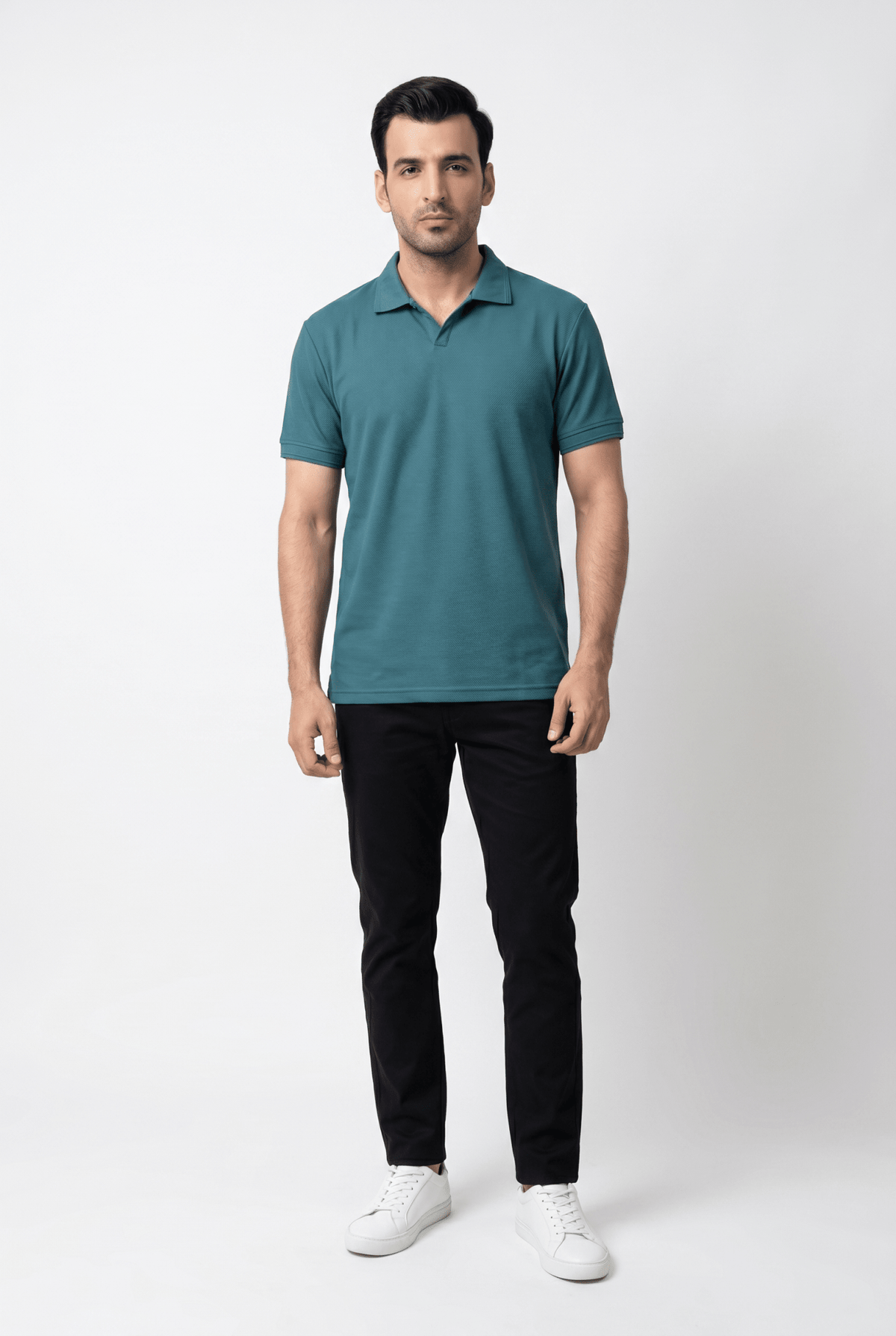 Considered fabric, premium hand-feel — Men's Zinc Popcorn Polo
