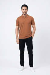 Mustered Brown Polo Shirt - Garderobe Clothing USA