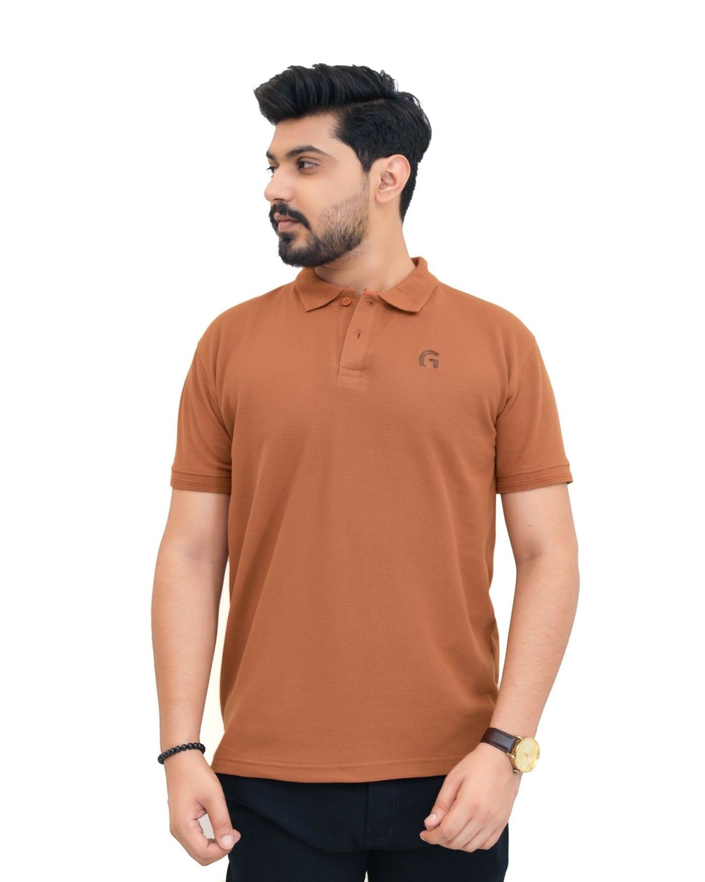 Considered fabric, premium hand-feel — Mustered Brown Polo Shirt