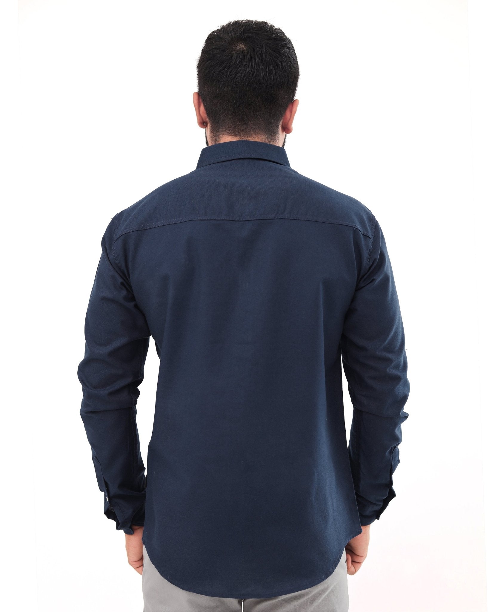 Navy Blue Casual Shirt - Garderobe Clothing USANCS - 001
