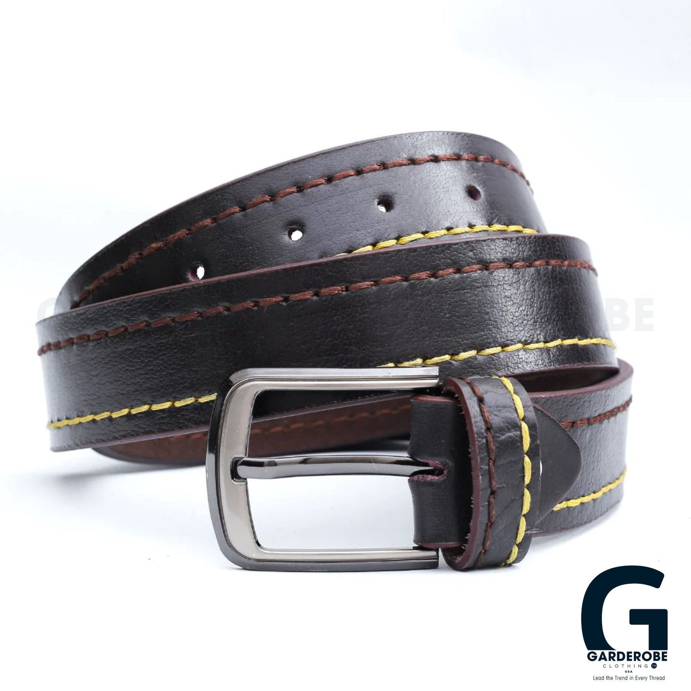 From the office to the evening — Noir Needlework Contrast Leather Belt