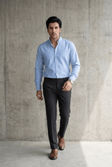 Sky Blue Casual Shirt - Garderobe Clothing USASKC-001