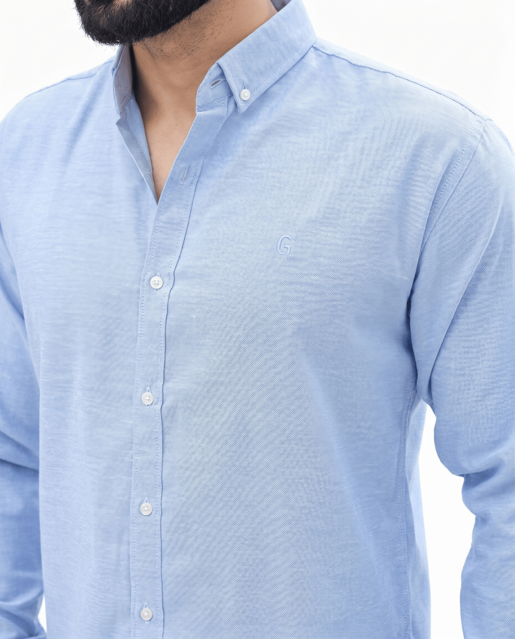 Sky Blue Casual Shirt - Garderobe Clothing USASKC-001